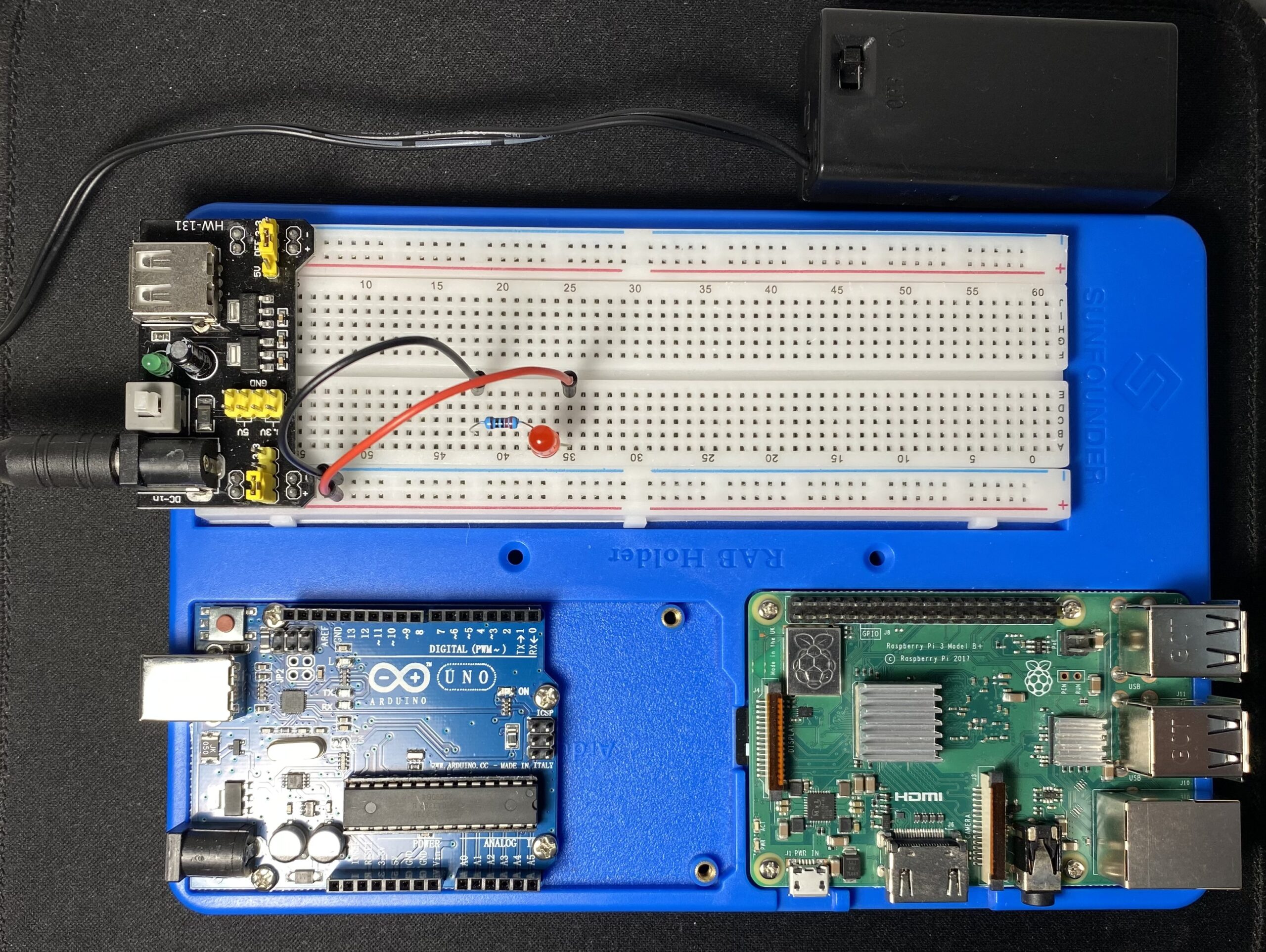 Raspberry Pi and Arduino in a RAB holder